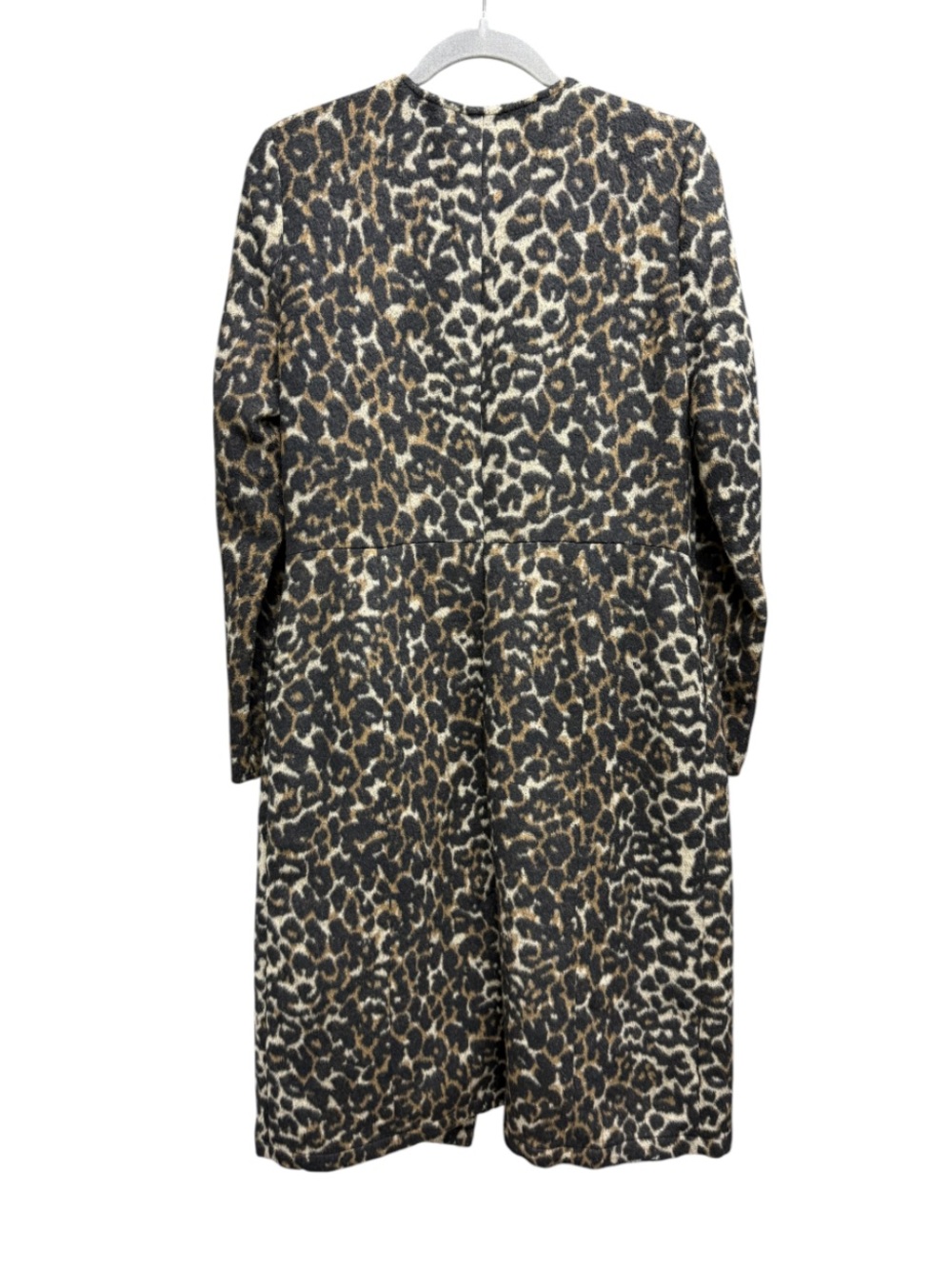 Free Press Leopard Print Long Coatigan/Duster/Jacket in Black & Brown - Picture 3 of 8